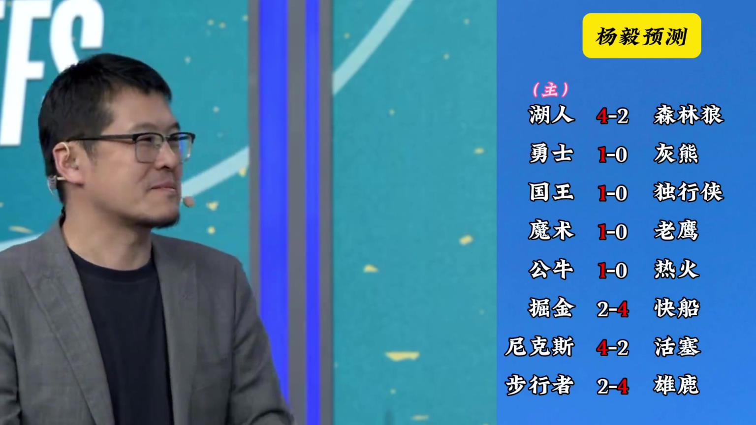 明燈來(lái)了！看看楊毅的季后賽預(yù)測(cè)：湖人4-2狼 快船4-2掘金
